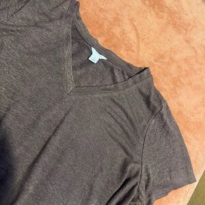 Caslon Gray/Brown V-Neck Top